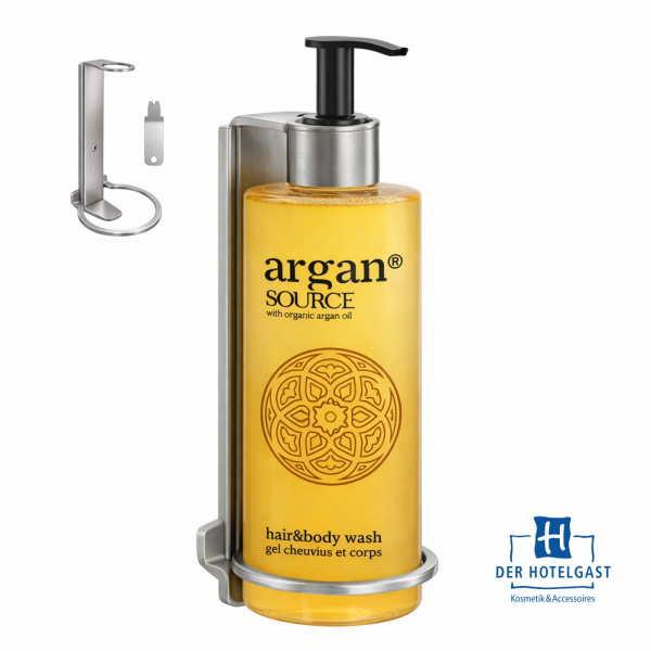 Preview: Hotel Wandhalter 200ml silber satiniert aus Metall